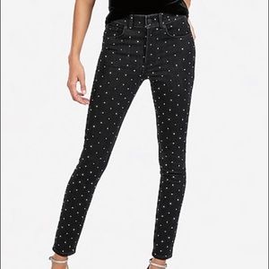 High waisted ankle Rhinestone pants